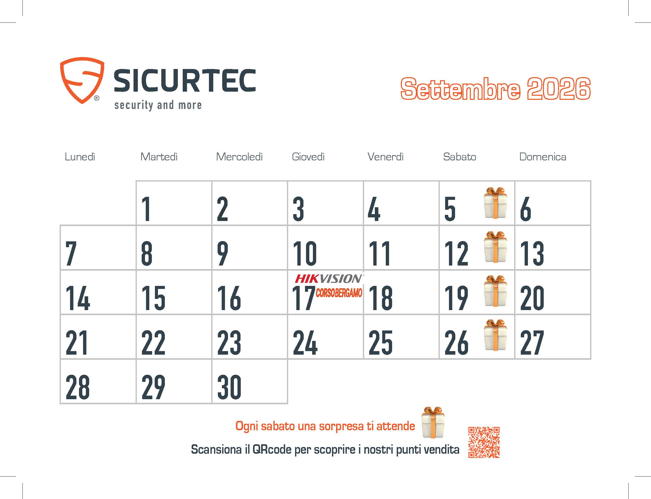 CALENDARIO CORSI DEL MESE